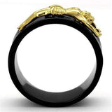 TK2240 - IP Gold+ IP Black (Ion Plating) Stainless Steel Ring with No Stone - Alamode - Flyclothing LLC