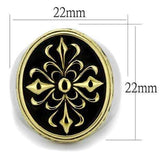 TK2241 - Two-Tone IP Gold (Ion Plating) Stainless Steel Ring with Epoxy in Jet - Alamode - Flyclothing LLC