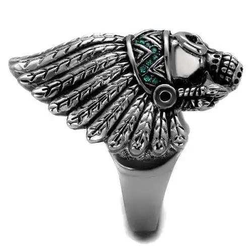 TK2245 - High polished (no plating) Stainless Steel Ring with Top Grade Crystal in Emerald - Alamode - Flyclothing LLC