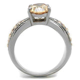 TK2249 - High polished (no plating) Stainless Steel Ring with AAA Grade CZ in Champagne - Alamode - Flyclothing LLC