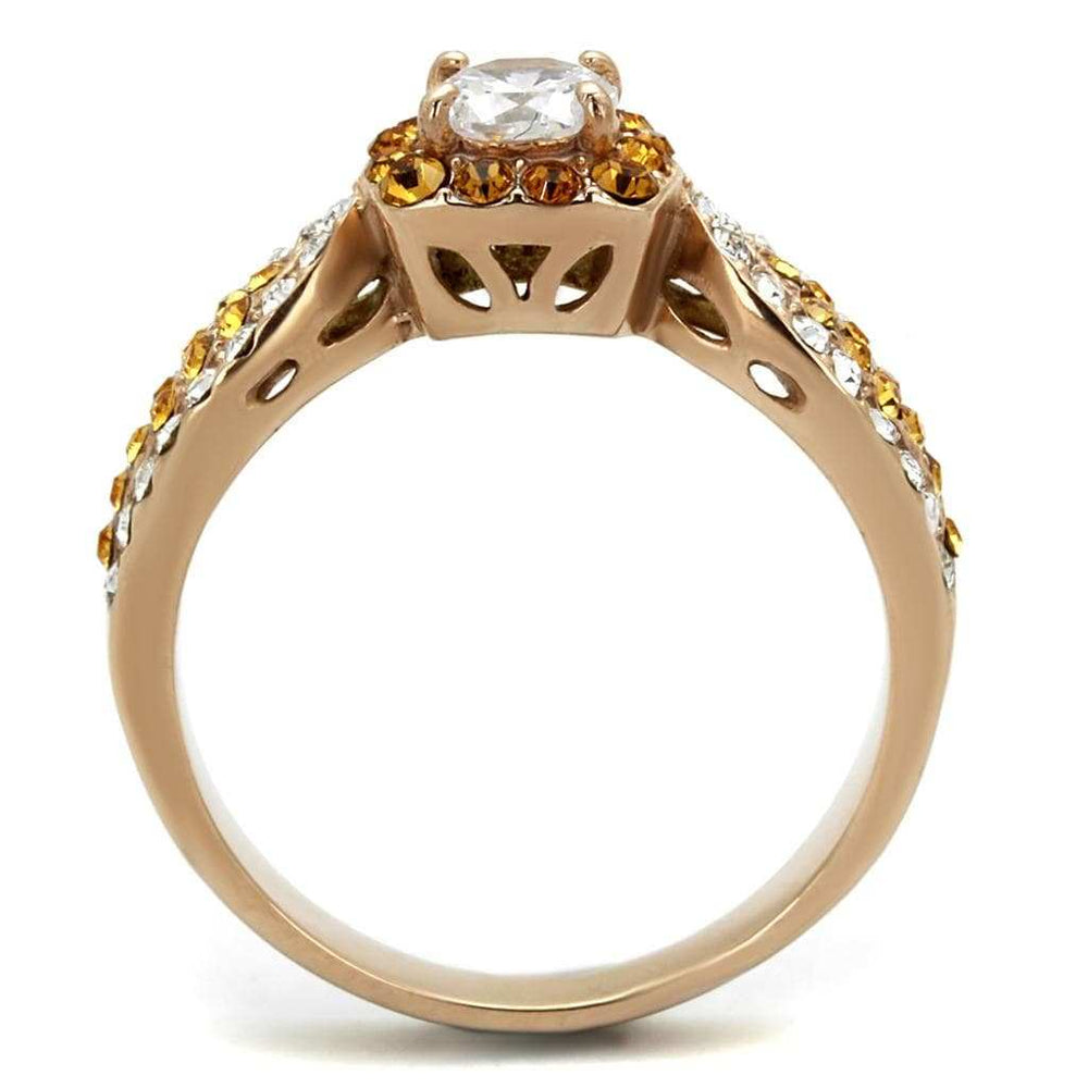 TK2250 - IP Rose Gold(Ion Plating) Stainless Steel Ring with AAA Grade CZ in Clear - Alamode - Flyclothing LLC