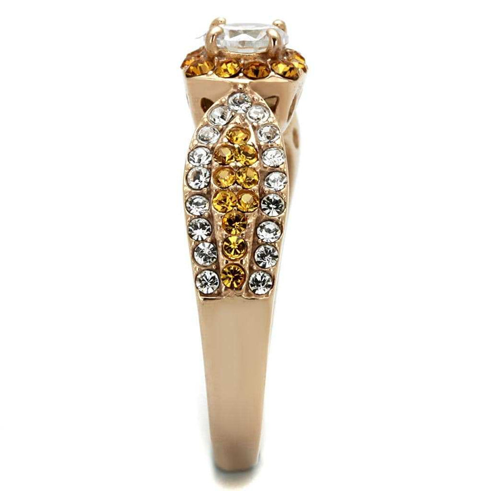 TK2250 - IP Rose Gold(Ion Plating) Stainless Steel Ring with AAA Grade CZ in Clear - Alamode - Flyclothing LLC