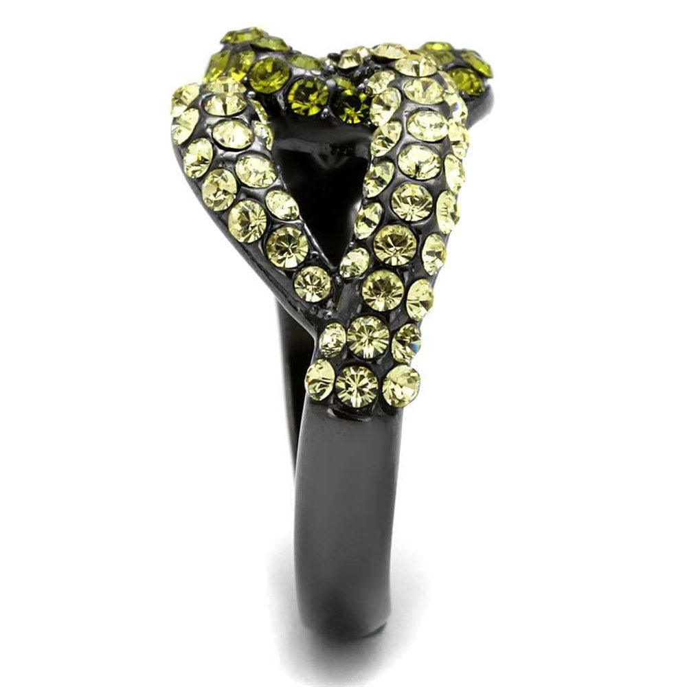 TK2251LJ - IP Light Black (IP Gun) Stainless Steel Ring with Top Grade Crystal in Multi Color - Alamode - Flyclothing LLC