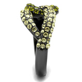 TK2251LJ - IP Light Black (IP Gun) Stainless Steel Ring with Top Grade Crystal in Multi Color - Alamode - Flyclothing LLC