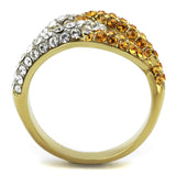 TK2251 - Two-Tone IP Gold (Ion Plating) Stainless Steel Ring with Top Grade Crystal in Topaz - Alamode - Flyclothing LLC