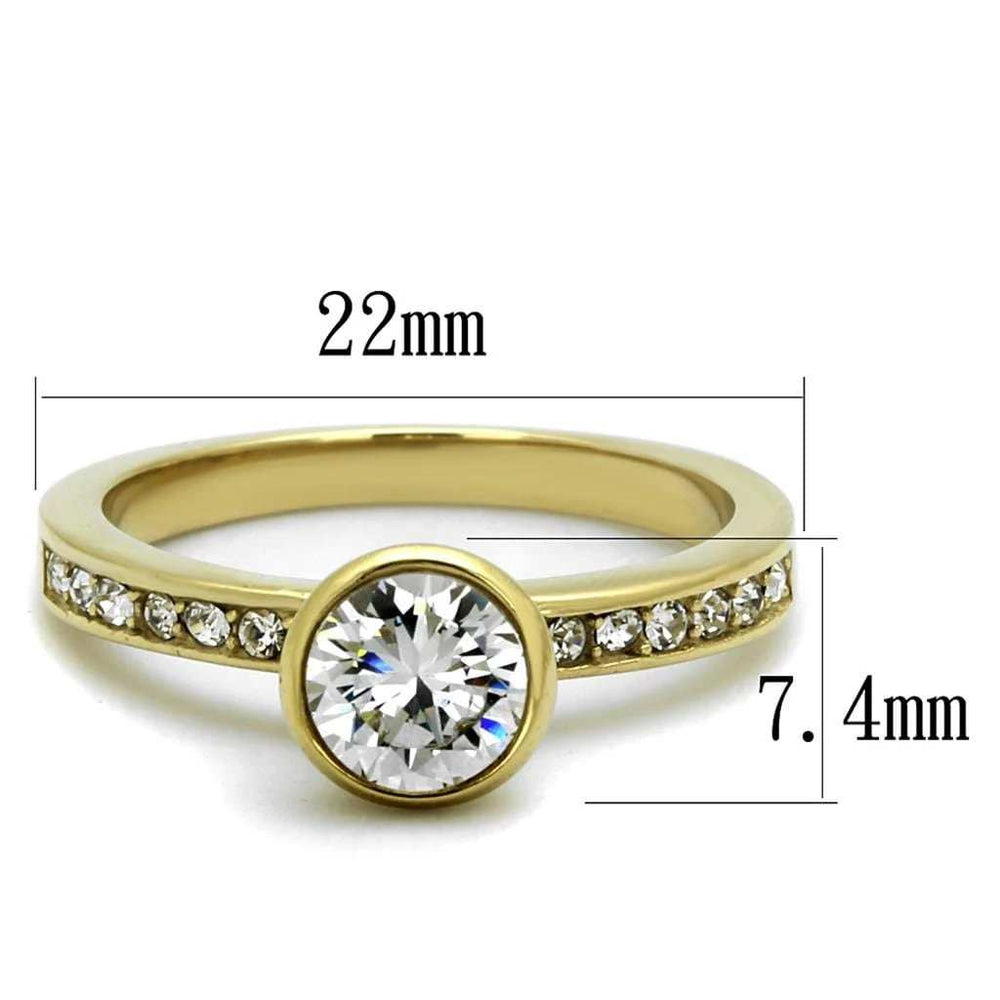 TK2254 - IP Gold(Ion Plating) Stainless Steel Ring with AAA Grade CZ in Clear - Alamode - Flyclothing LLC