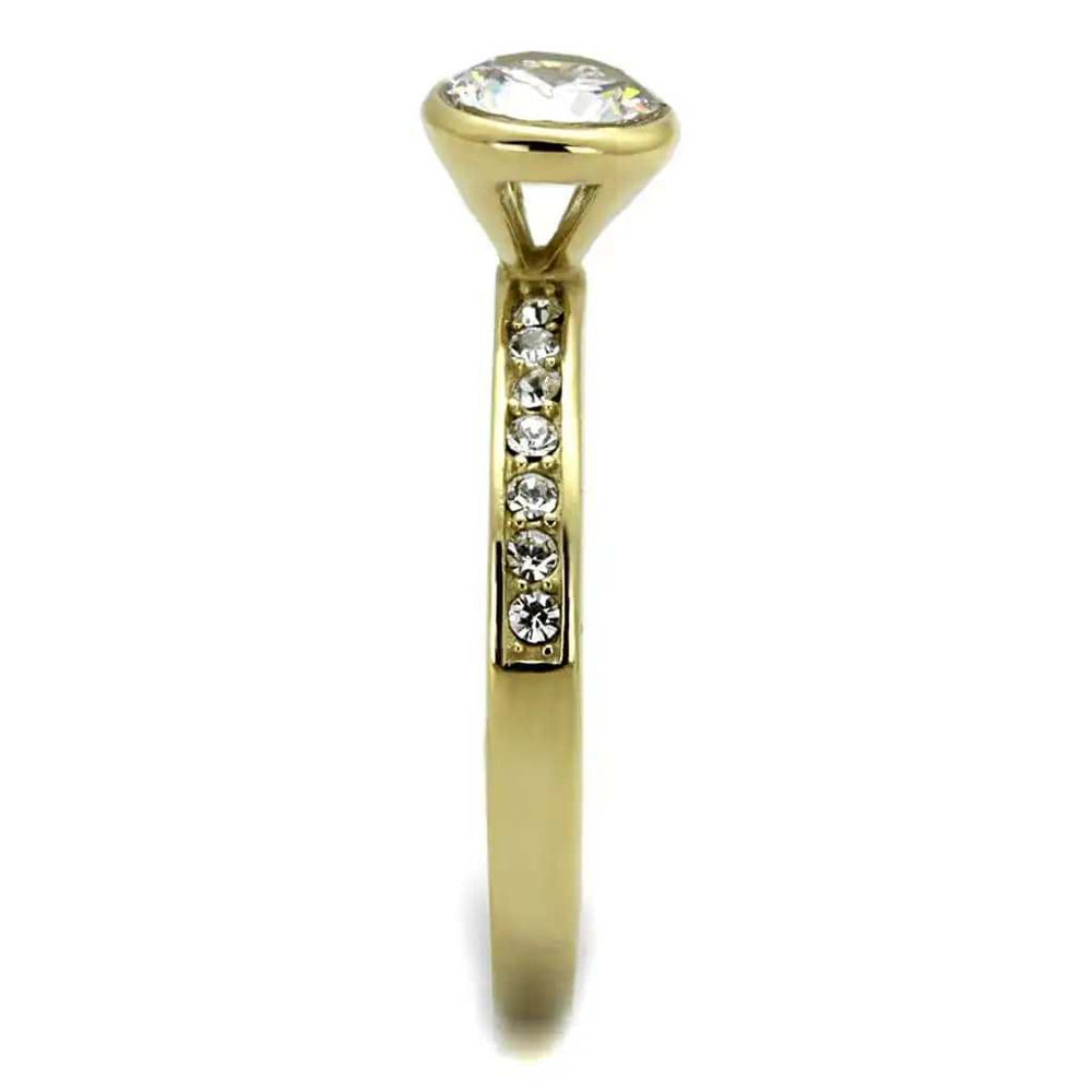 TK2254 - IP Gold(Ion Plating) Stainless Steel Ring with AAA Grade CZ in Clear - Alamode - Flyclothing LLC