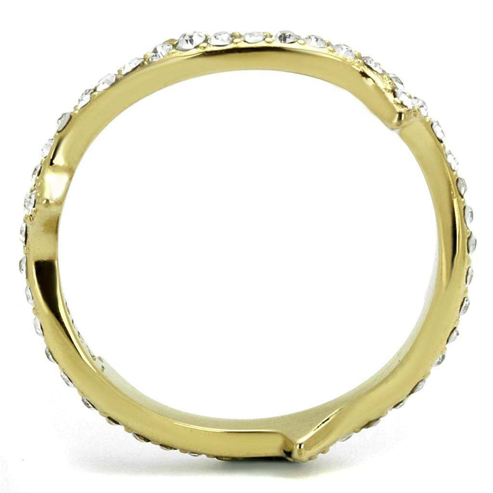 TK2255 - IP Gold(Ion Plating) Stainless Steel Ring with Top Grade Crystal in Clear - Alamode - Flyclothing LLC