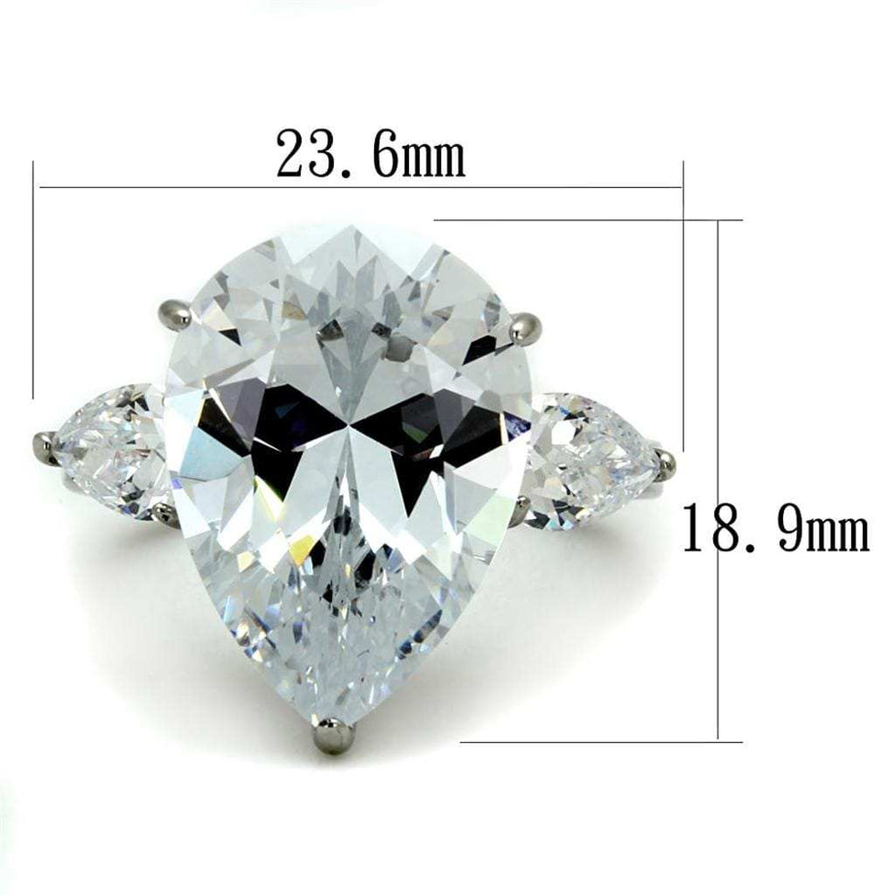 TK2256 - High polished (no plating) Stainless Steel Ring with AAA Grade CZ in Clear - Alamode - Flyclothing LLC