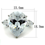 TK2256 - High polished (no plating) Stainless Steel Ring with AAA Grade CZ in Clear - Alamode - Flyclothing LLC