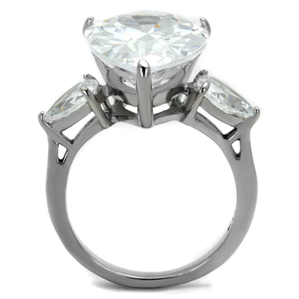 TK2256 - High polished (no plating) Stainless Steel Ring with AAA Grade CZ in Clear - Alamode - Flyclothing LLC