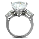 TK2256 - High polished (no plating) Stainless Steel Ring with AAA Grade CZ in Clear - Alamode - Flyclothing LLC