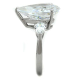 TK2256 - High polished (no plating) Stainless Steel Ring with AAA Grade CZ in Clear - Alamode - Flyclothing LLC