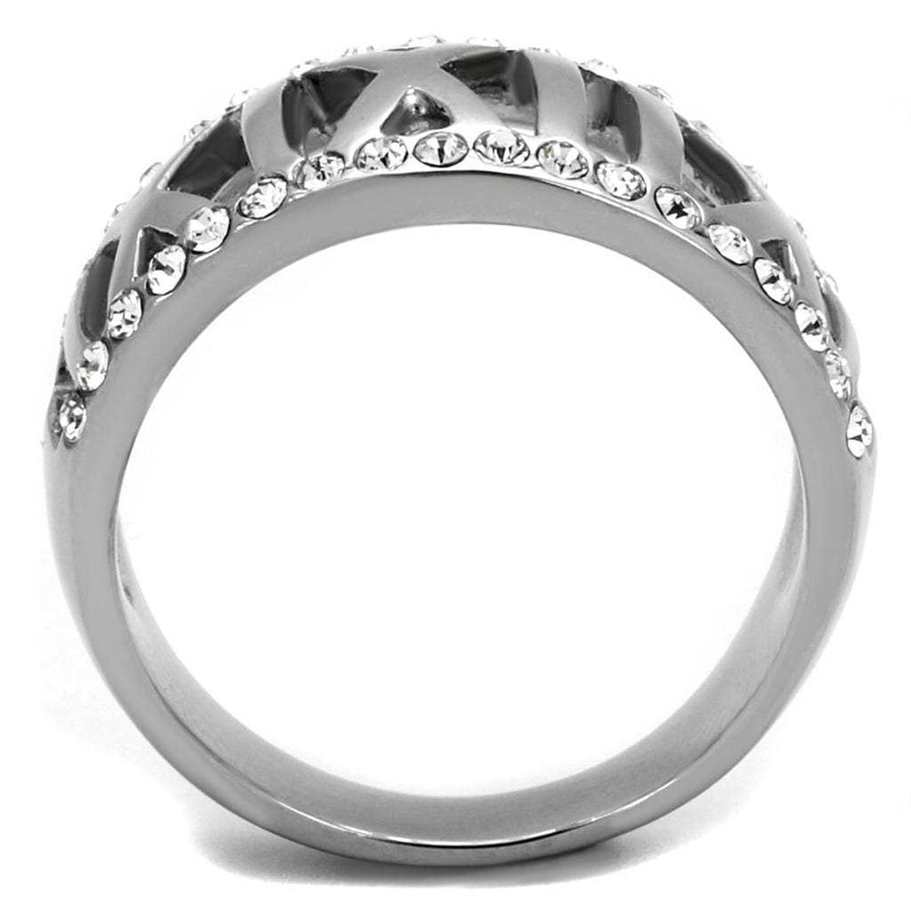 TK2257 - High polished (no plating) Stainless Steel Ring with Top Grade Crystal in Clear - Alamode - Flyclothing LLC