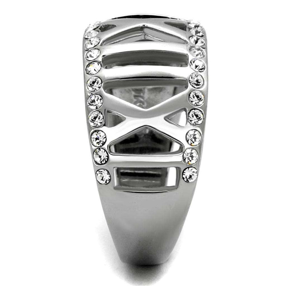 TK2257 - High polished (no plating) Stainless Steel Ring with Top Grade Crystal in Clear - Alamode - Flyclothing LLC
