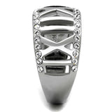 TK2257 - High polished (no plating) Stainless Steel Ring with Top Grade Crystal in Clear - Alamode - Flyclothing LLC