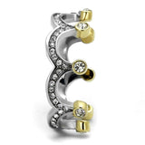 TK2258 - Two-Tone IP Gold (Ion Plating) Stainless Steel Ring with Top Grade Crystal in Clear - Alamode - Flyclothing LLC
