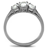 High polished (no plating) Stainless Steel Ring with AAA Grade CZ in Clear - Alamode - Flyclothing LLC