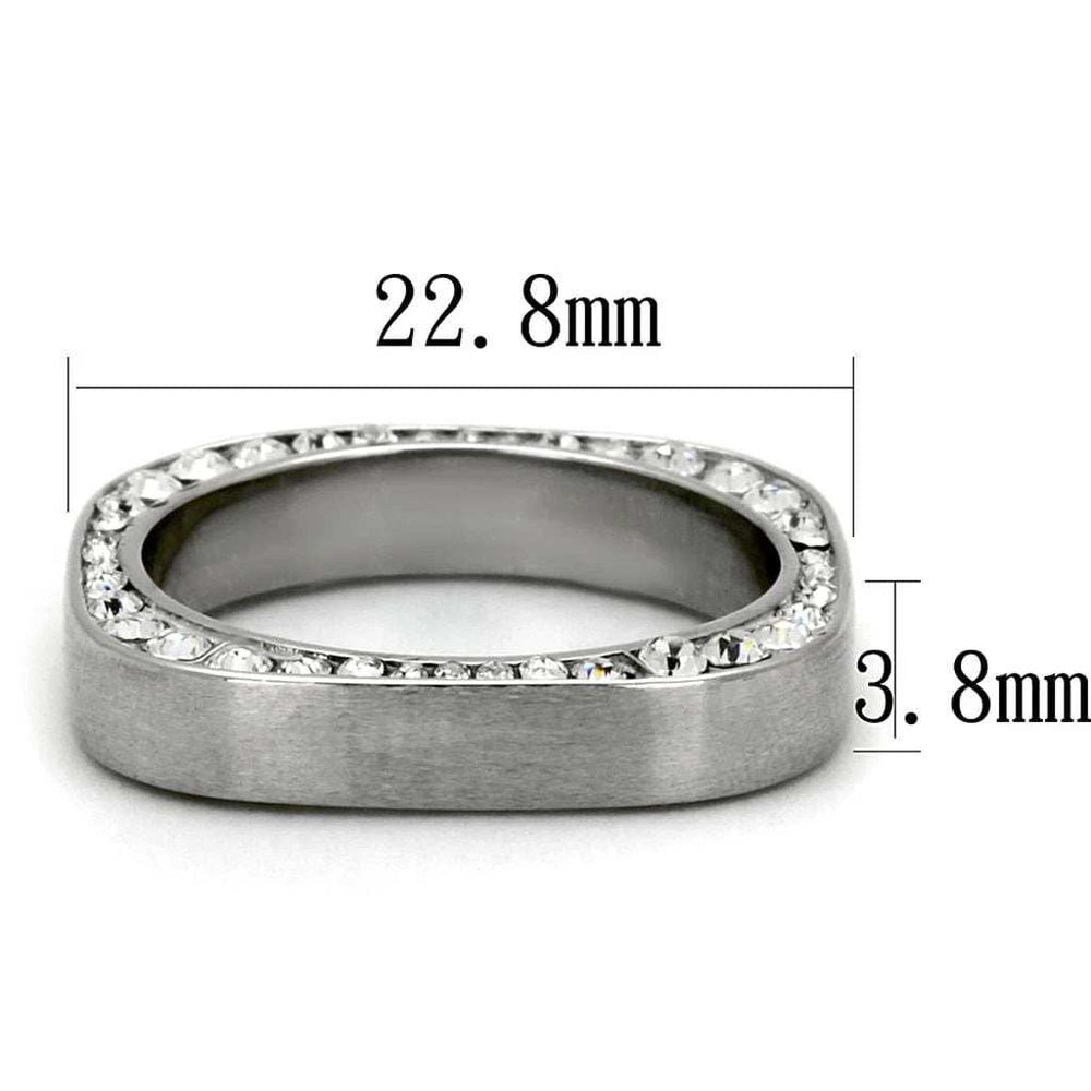 TK2261 - High polished (no plating) Stainless Steel Ring with Top Grade Crystal in Clear - Alamode - Flyclothing LLC