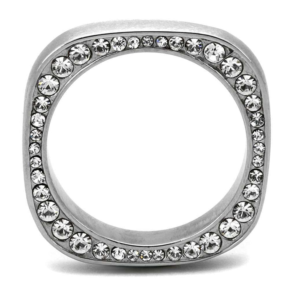 TK2261 - High polished (no plating) Stainless Steel Ring with Top Grade Crystal in Clear - Alamode - Flyclothing LLC