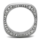 TK2261 - High polished (no plating) Stainless Steel Ring with Top Grade Crystal in Clear - Alamode - Flyclothing LLC