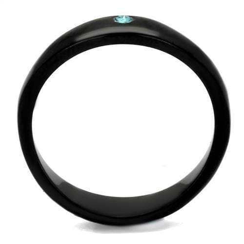 TK2274 - IP Black(Ion Plating) Stainless Steel Ring with Top Grade Crystal in Light Sapphire - Alamode - Flyclothing LLC