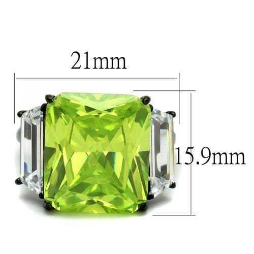 TK2275 - IP Black(Ion Plating) Stainless Steel Ring with AAA Grade CZ in Apple Green color - Alamode - Flyclothing LLC