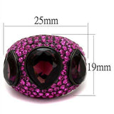 TK2276 - IP Black(Ion Plating) Stainless Steel Ring with Synthetic Synthetic Glass in Amethyst - Alamode - Flyclothing LLC