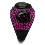 TK2276 - IP Black(Ion Plating) Stainless Steel Ring with Synthetic Synthetic Glass in Amethyst - Alamode - Flyclothing LLC