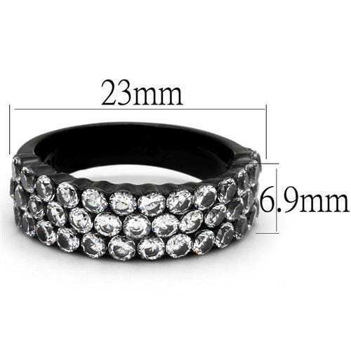 TK2277 - IP Black(Ion Plating) Stainless Steel Ring with AAA Grade CZ in Clear - Alamode - Flyclothing LLC