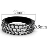 TK2277 - IP Black(Ion Plating) Stainless Steel Ring with AAA Grade CZ in Clear - Alamode - Flyclothing LLC