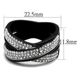TK2278 - Two-Tone IP Black (Ion Plating) Stainless Steel Ring with Top Grade Crystal in Clear - Alamode - Flyclothing LLC
