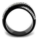 TK2278 - Two-Tone IP Black (Ion Plating) Stainless Steel Ring with Top Grade Crystal in Clear - Alamode - Flyclothing LLC