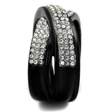 TK2278 - Two-Tone IP Black (Ion Plating) Stainless Steel Ring with Top Grade Crystal in Clear - Alamode - Flyclothing LLC