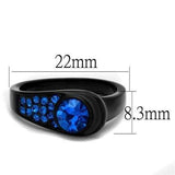 TK2279 - IP Black(Ion Plating) Stainless Steel Ring with Top Grade Crystal in Capri Blue - Alamode - Flyclothing LLC