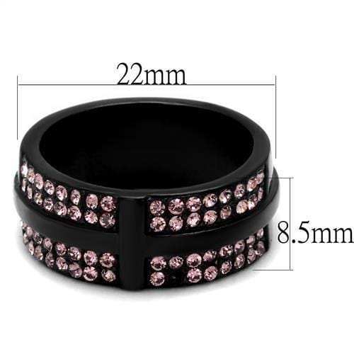 TK2280 - IP Black(Ion Plating) Stainless Steel Ring with Top Grade Crystal in Light Amethyst - Alamode - Flyclothing LLC