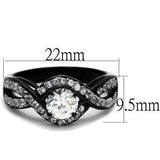 TK2282 - Two-Tone IP Black (Ion Plating) Stainless Steel Ring with AAA Grade CZ in Clear - Alamode - Flyclothing LLC