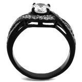 TK2282 - Two-Tone IP Black (Ion Plating) Stainless Steel Ring with AAA Grade CZ in Clear - Alamode - Flyclothing LLC