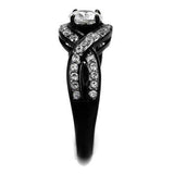 TK2282 - Two-Tone IP Black (Ion Plating) Stainless Steel Ring with AAA Grade CZ in Clear - Alamode - Flyclothing LLC