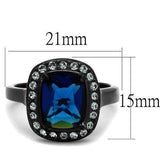 TK2283 - Two-Tone IP Black (Ion Plating) Stainless Steel Ring with Synthetic Synthetic Glass in Montana - Alamode - Flyclothing LLC