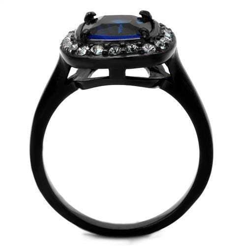 TK2283 - Two-Tone IP Black (Ion Plating) Stainless Steel Ring with Synthetic Synthetic Glass in Montana - Alamode - Flyclothing LLC