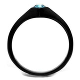 TK2284 - IP Black(Ion Plating) Stainless Steel Ring with Top Grade Crystal in Sea Blue - Alamode - Flyclothing LLC