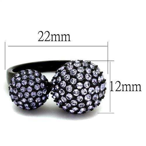 TK2285 - IP Black(Ion Plating) Stainless Steel Ring with Top Grade Crystal in Multi Color - Alamode - Flyclothing LLC