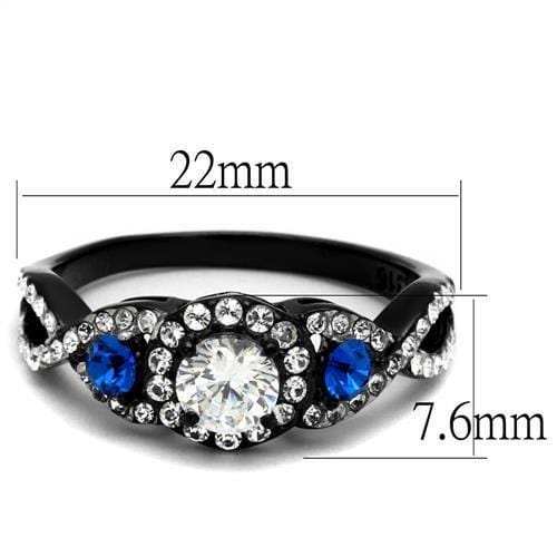 TK2286 - Two-Tone IP Black (Ion Plating) Stainless Steel Ring with AAA Grade CZ in Clear - Alamode - Flyclothing LLC