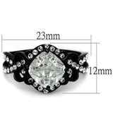 TK2288 - IP Black(Ion Plating) Stainless Steel Ring with AAA Grade CZ in Clear - Alamode - Flyclothing LLC