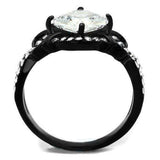 TK2288 - IP Black(Ion Plating) Stainless Steel Ring with AAA Grade CZ in Clear - Alamode - Flyclothing LLC