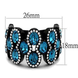 TK2289 - IP Black(Ion Plating) Stainless Steel Ring with Top Grade Crystal in Aquamarine - Alamode - Flyclothing LLC