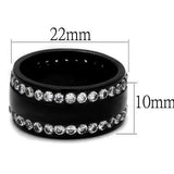 TK2290 - IP Black(Ion Plating) Stainless Steel Ring with AAA Grade CZ in Clear - Alamode - Flyclothing LLC
