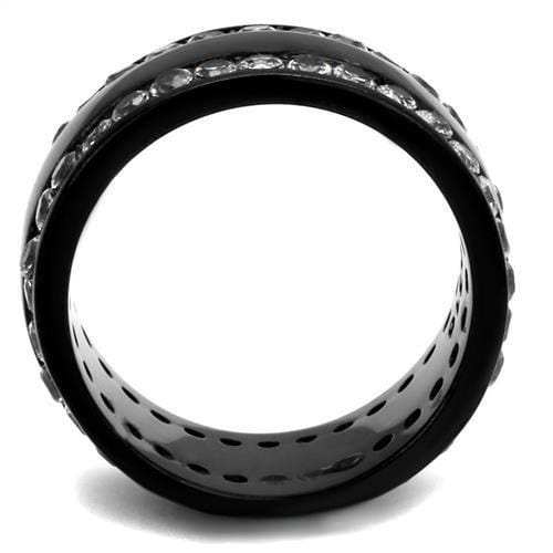 TK2290 - IP Black(Ion Plating) Stainless Steel Ring with AAA Grade CZ in Clear - Alamode - Flyclothing LLC