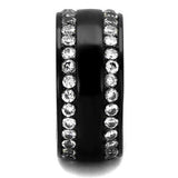 TK2290 - IP Black(Ion Plating) Stainless Steel Ring with AAA Grade CZ in Clear - Alamode - Flyclothing LLC